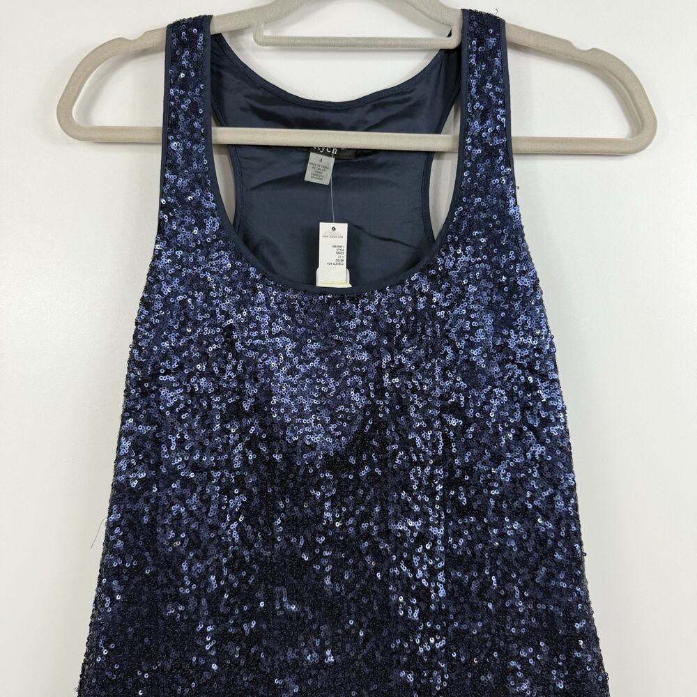 Party Cocktail NWT 2b. Rych Blue Sequin Mini Dress Size 4 Racer Back Scoop Neck - Picture 2 of 12